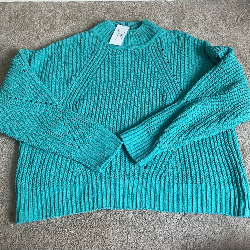 NWT teal/turquoise super soft chenille sweater